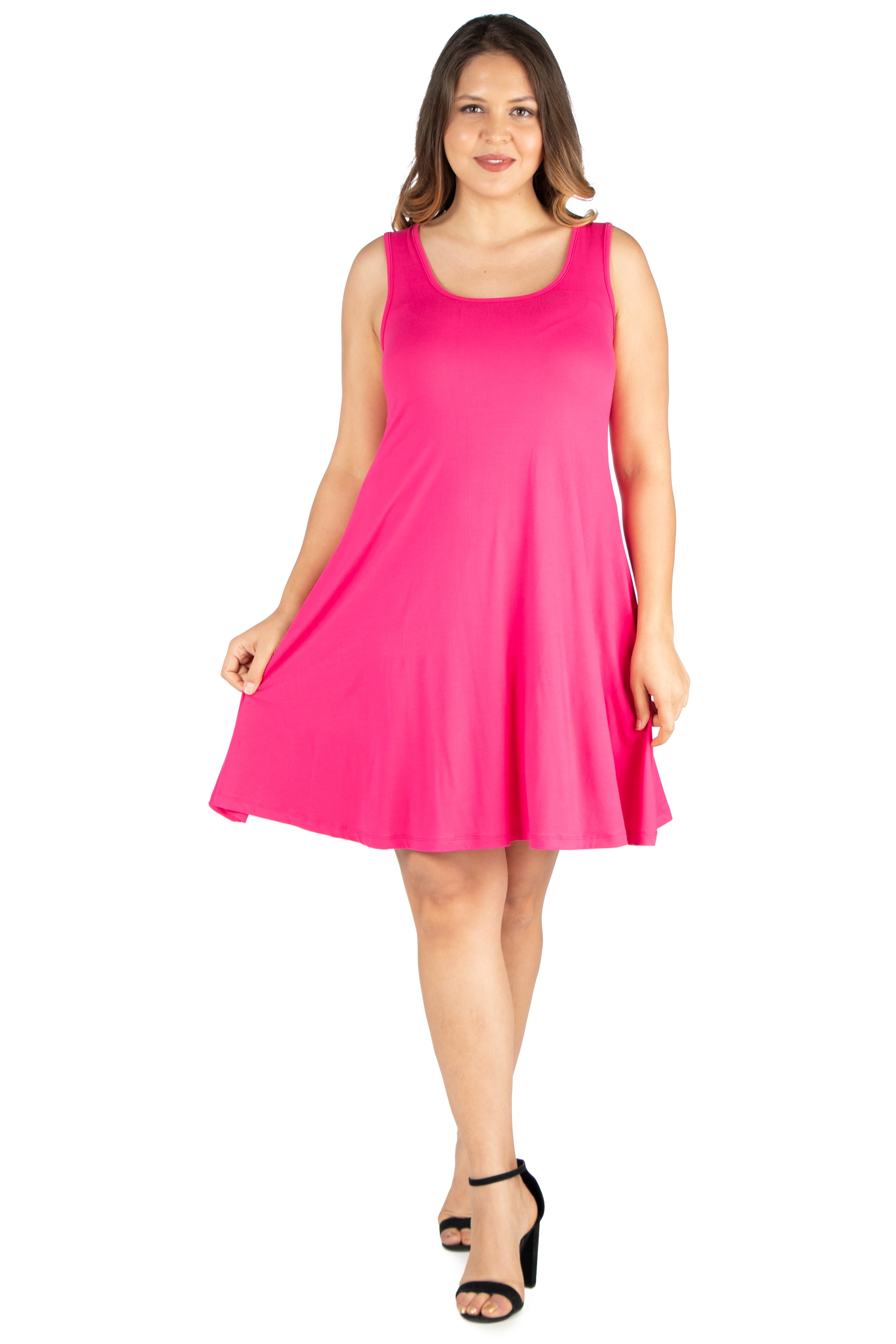 plus size pink fit and flare dress