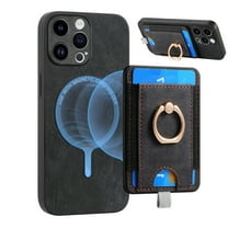 Dteck for iPhone 14 Pro Case, 2 in 1 Magnetic Wallet with Phone Grip, Compatible with MagSafe, Detachable Premium PU Leather Magnetic Case with Card Slots Ring Holder,Black