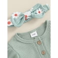thumbnail image 6 of Suealasg Baby Girl Fall Clothes 3 6 9 12 18 Months Infant Girl Long Sleeve Floral Print Romper +Flared Pants +Headband 3Pcs Casual Autumn Outfits for Newborn Girl, 6 of 7