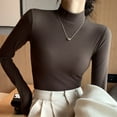 thumbnail image 3 of TRUBKH Women's Sweaters Scoop Neck Long Sleeve Lounge Sweater Thermal Shirts for Winter Layered Sweaters Womens Thermal Tops Wrinkle Free Travel Clothes for Women Brown 2XL, 3 of 5