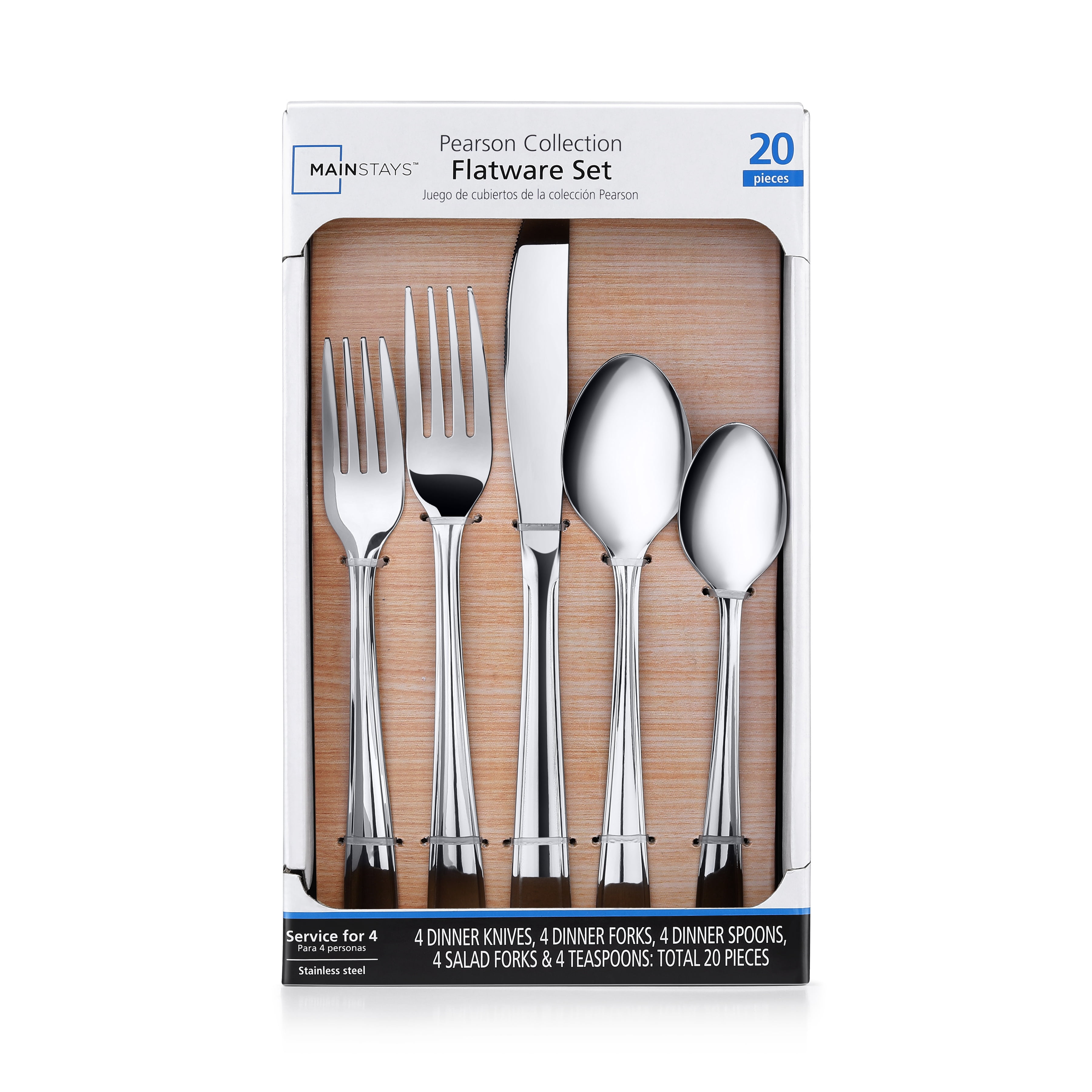 MS 20PC Elisa Cutlery Flatware Set - Service for 4, Silver Finish