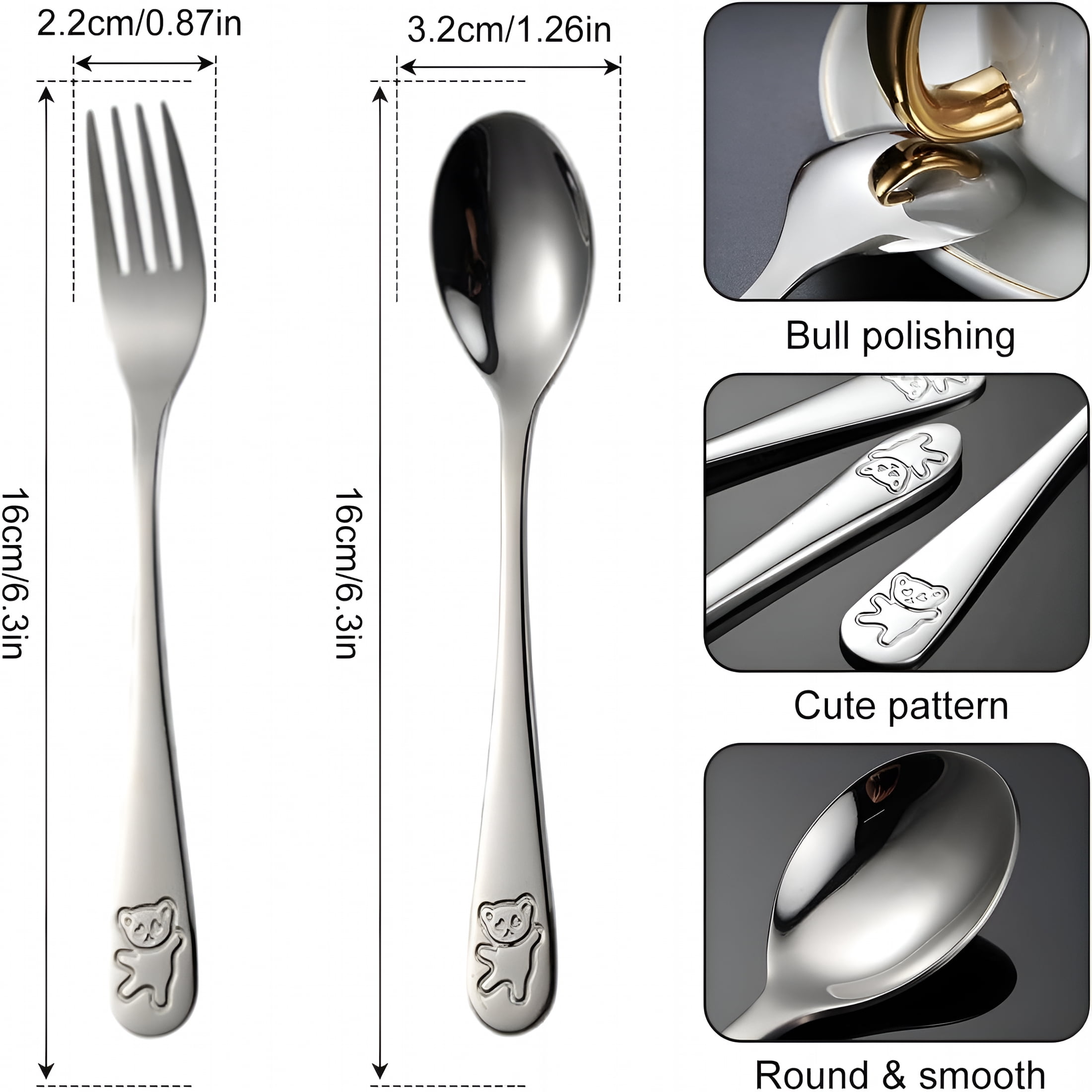 ACDANC Kids Silverware Set,20 Pieces Toddler Utensils,Stainless Steel Children'S Safe Flatware Set,Baby Fork and Spoon Set,Kids Cutlery Set