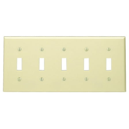 Leviton 5-Gang Toggle Light Switch Wall Plate Ivory 86023