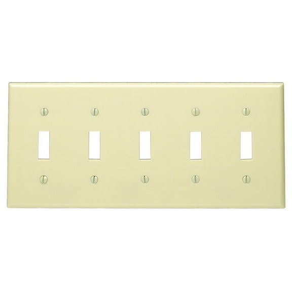 Leviton 5-Gang Toggle Light Switch Wall Plate Ivory 86023