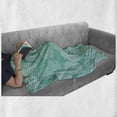 thumbnail image 6 of Dahlia Flower Soft Flannel Fleece Throw Blanket, Repeating Fashioned Dots Spots Mother Earth Theme Peony Graphic Image, Cozy Plush for Indoor and Outdoor Use, 50" x 70", White Teal, by Ambesonne, 6 of 6