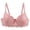 Pink, variant on Women’s Ornate Floral Scalloped Lace Thin Adjustable Strap Wireless Push Up Bra Satin Center Bow Light Padded Cups Wire Free Elegant Wedding Party Daily Feminine Comfort Underwear