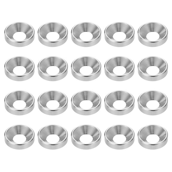 Uxcell 20pcs Countersunk Washer M6 Anodized Aluminum Alloy Finishing Washers, Silver