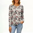 thumbnail image 4 of Women's Casual Round Neck Pullover Long Sleeve T-Shirt Top with All Over Ditsy Floral Print, Elegant and Comfortable Blouse for Spring and Summer Season,Khaki,M, 4 of 5