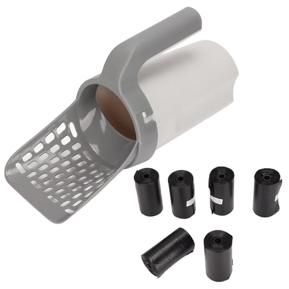 BOKYAN Integrated Leak‑Proof Cat Litter Scoop & Bin Set – Easy‑Use, Spill‑Free Design, Durable PP, 6‑Pack Litter Bags