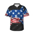 thumbnail image 2 of Picia Shark With USA Flag Gentle Cotton Regular Fit Short Sleeve Casual Hawaiian Shirt for Men-X-Large, 2 of 8