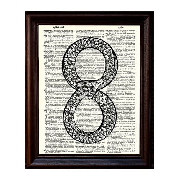 Infinity Snake - Dictionary Art Print Printed On Authentic Vintage Dictionary Book Page - 8 x 10.5
