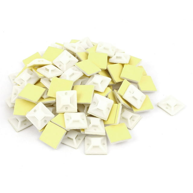 Unique Bargains 100 Pcs 19 x 19mm Square Self Adhesive Cable Tie Mount Base Holder