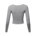 thumbnail image 3 of A2Y Women's Long Sleeve Deep V Neck Cross Wrap Crop Top T Shirts Heather Grey M, 3 of 6