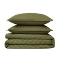 thumbnail image 5 of Cannon Percale 200 Thread Count Solid 100% Cotton Quilt Set Olive Green Cotton 2-Piece Twin Quilt Set, solid color themed, for Men and Women, OEKO-TEX Certified Confidence, 5 of 6