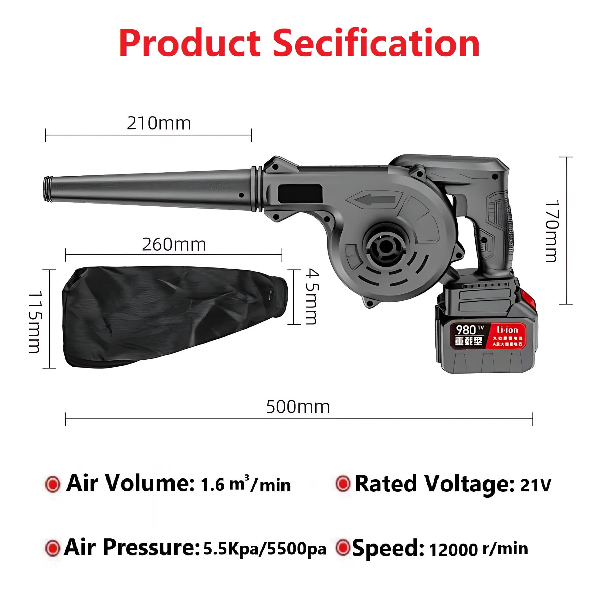 Pecham 21V Mini Leaf Blower, 2-in-1 Handheld Cordless Leaf Blower and Vacuum, 120 CFM Battery Powered Leaf Blower for Lawn Care, Patio, Garage Cleaning, Dust, Snow, and Pet Hair Removal