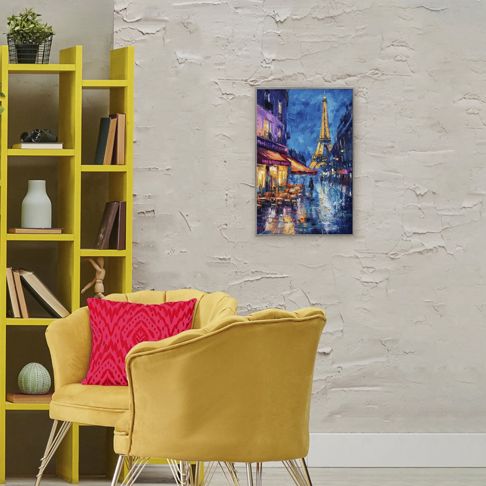 Stupell Industries Dusk Paris Street Scene Gray Framed Giclee Art, design by Petal Prints Design