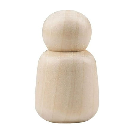 Wooden Peg Dolls, Unfinished Wood Doll People Figures, Smooth Blank Peg Doll for Kids Painting Toy Cake Toppers Ornament 68mmx40mm
