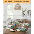 thumbnail image 5 of 13 Inch Round Placemats Set of 4, Saint Patrick's Day Non Slip Heat Insulation PP Table Mats, Luck Leaves Car Grey Wooden Plaid Washable Place Mats for Kitchen Dining Party Table Decor, 5 of 7