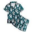 thumbnail image 5 of KPOPLK Silk PJs Kids Girls Satin Pajama Set Halloween Pumpkin Print Short Sleeve Button Shirts and Shorts 2 Piece Sleepwear,Size 2-3 Years, 5 of 5
