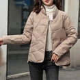 thumbnail image 5 of Hueook Womens Fleece Jacket Womens Coats and Jackets Women's Casual Colored Long-sleeved Capless Jacket Khaki 3X, 5 of 6