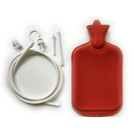 Women Men Enema System Kit with Rubber Hot Water Bottle Douche Bag Tubing (Best Bottle For Hot Water)