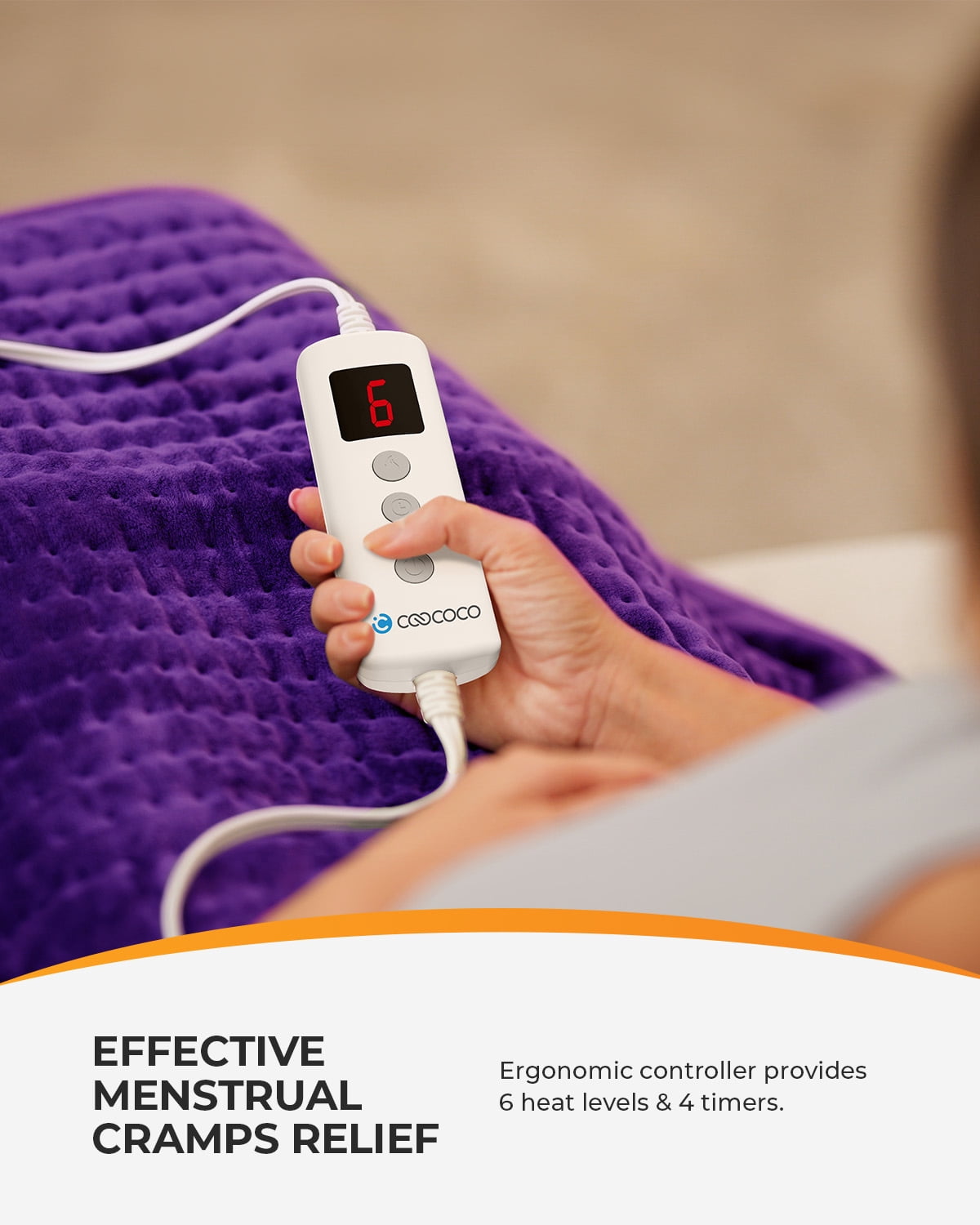 Coococo 33"x18" Large Electric Heating Pad for Back Neck Shoulders Muscle Pain, Cramps Relief with Auto Shut off, 3 Timer, 6 Temp Controller, Gifts