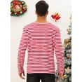 thumbnail image 3 of Unique Bargains Men's Striped T-Shirt Crew Neck Long Sleeves Pullover Tee Tops S Red White, 3 of 6