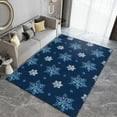 thumbnail image 2 of Christmas Bedroom Area Rugs, Blue and White Falling Snowflakes Area Carpet, Apartment Carpet Fine Fluff Short Velvet with Backing Apply to Entrance Door Door Mats Porch,2ft x 3ft, 2 of 6