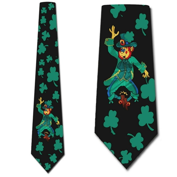 Leprechauns and Clovers (Blk) Necktie Mens Tie