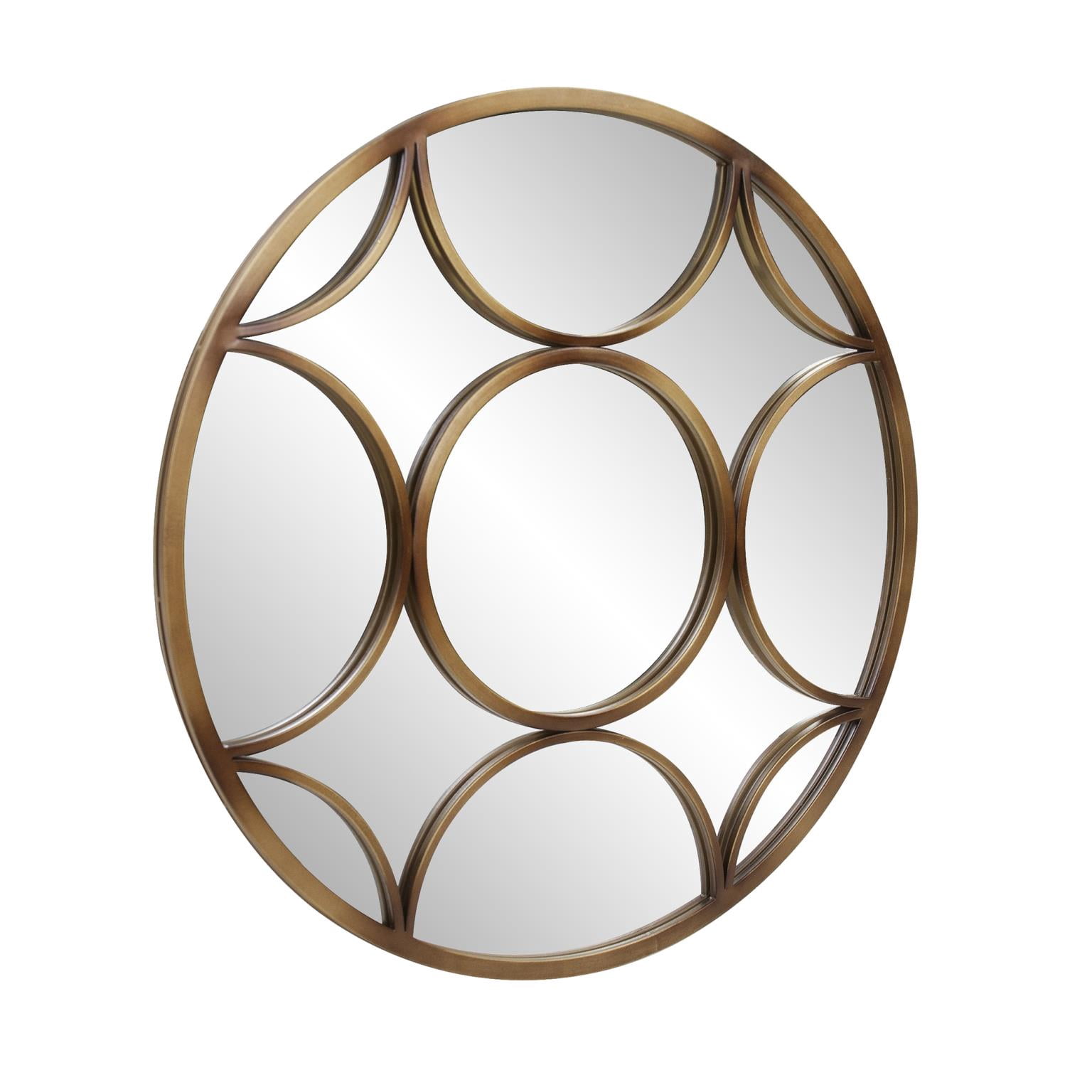 Tyler Dillon Round Wall Mirror with Circular Design and Bronze Metal Frame - 32D x 3/4T