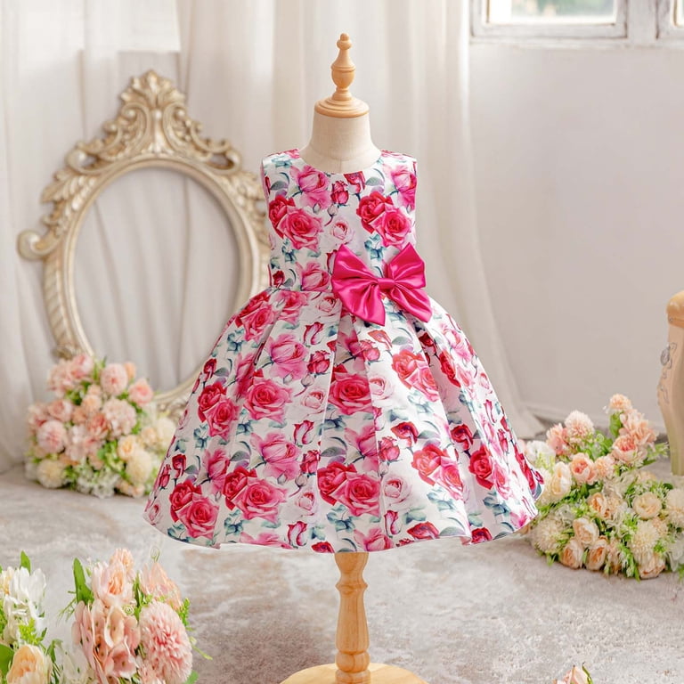 strapless open back dress Baby Girl Flower Embellished Princess Dress - Pink / 12-18 Months (80cm)