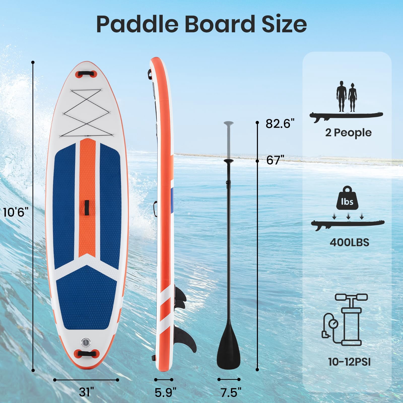 LIFERECORD Inflatable Stand Up Paddle Board 10.5ft with SUP Accessories, 2-in-1 Aluminum Paddle, Wide Stable Design Non-Slip Deck, Ultra Portable iSUP with Backpack for Adults Youth Beginners