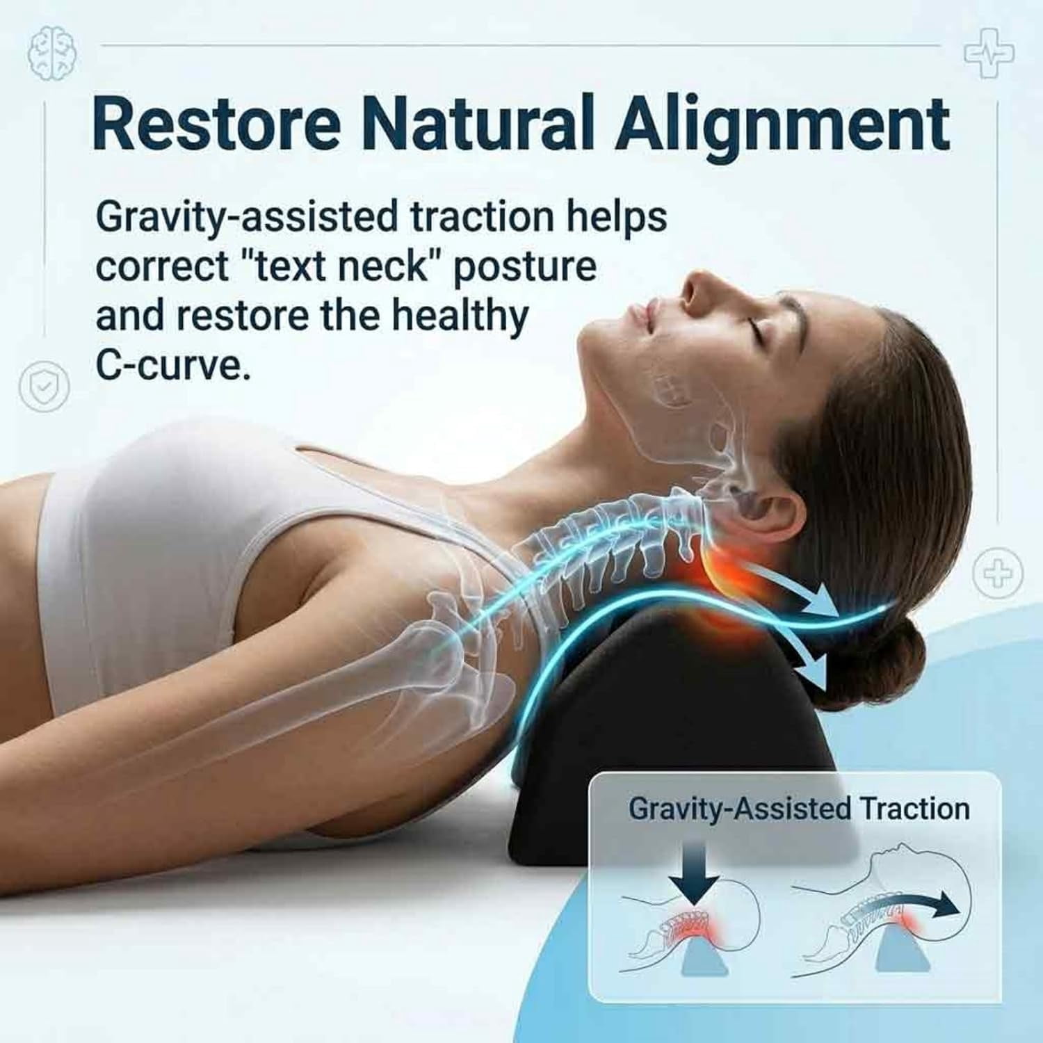 Posture Release Tool, Occipital Release Tool & Neck Stretcher, Cervical Traction Device with Acupressure Nodes for Tension Headache Relief, Neck & Shoulder Relaxer Pillow