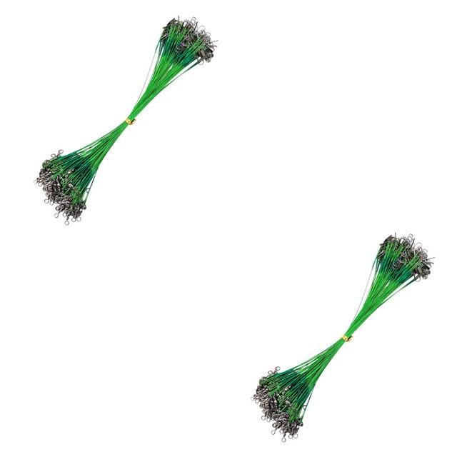 Justharion 20pcs Anti -bite Fishing Line Wire with Swivel Core Fishing Connecting Wire green 20cm 2Set