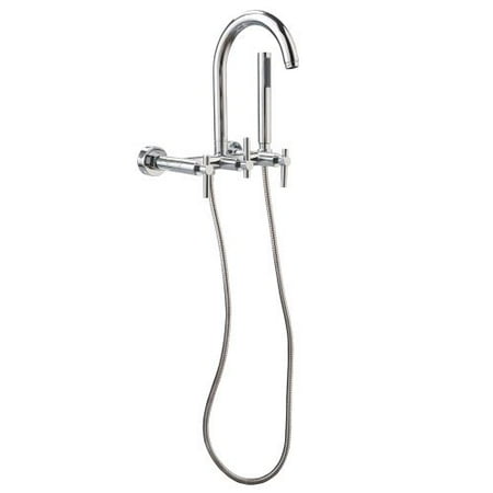 Hand Polished Chrome Trip Lever - Giagni CWTF Contemporary Clawfoot Wall Mounted Tub Filler Faucet with Metal Lever Handles and Built-In Diverter - Includes Personal Hand Shower and Rough In Valve