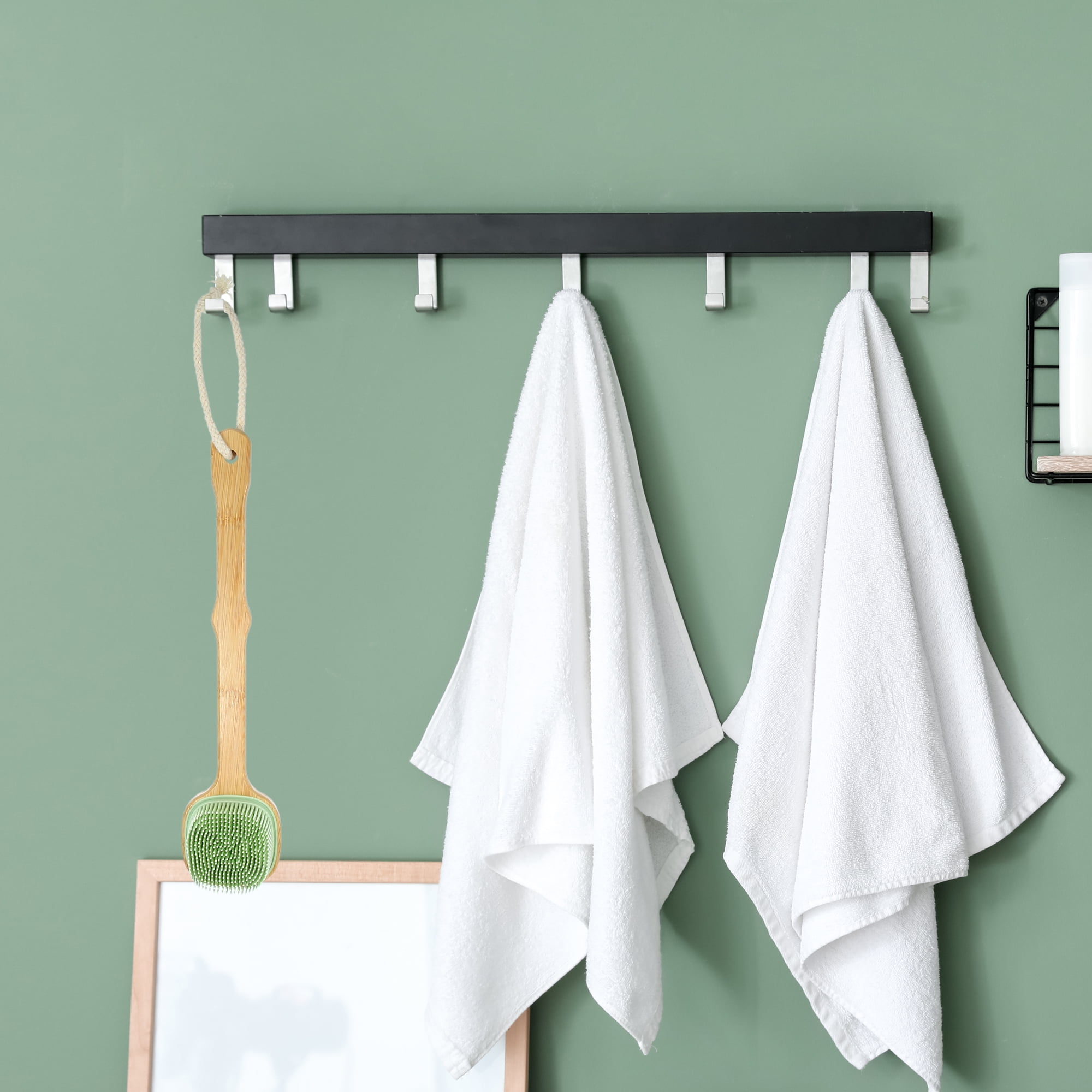 Unique Bargains Back Scrubber Brush with Long Handle for Exfoliating Silicone Light Green
