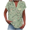 thumbnail image 2 of Women's Tops Short Sleeve Summer Under $10 Casual Printed Short Sleeve Button Home V-Neck T-shirt Blouses, 2 of 5