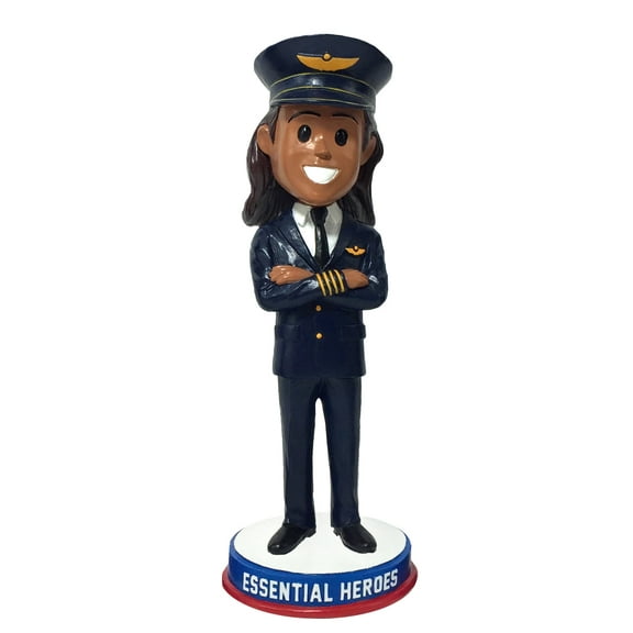 Pilot Air Traffic Controller Airport Essential Heroes Bobblehead Female Dark