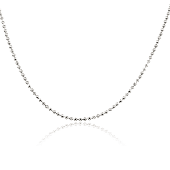 925 Sterling Silver 2mm Beaded Ball Chain Necklace