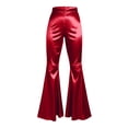 thumbnail image 5 of Women's High Waist Flare Pants, Gold Snake Print Stretchy Bootcut Trousers,Red,M, 5 of 5