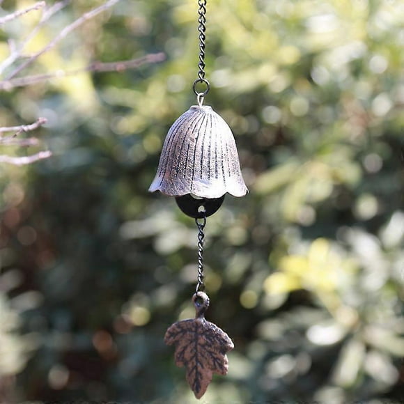 Chinese and Japanese Chime Cast Iron Maple Leaf Hanging Bell B&B Metal Vintage and Landscape Outdoor Balcony Patio