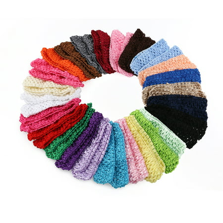 50pcs Baby Girls Toddler Elastic Crochet Hairbands Headbands Hair Bands in 25 Different