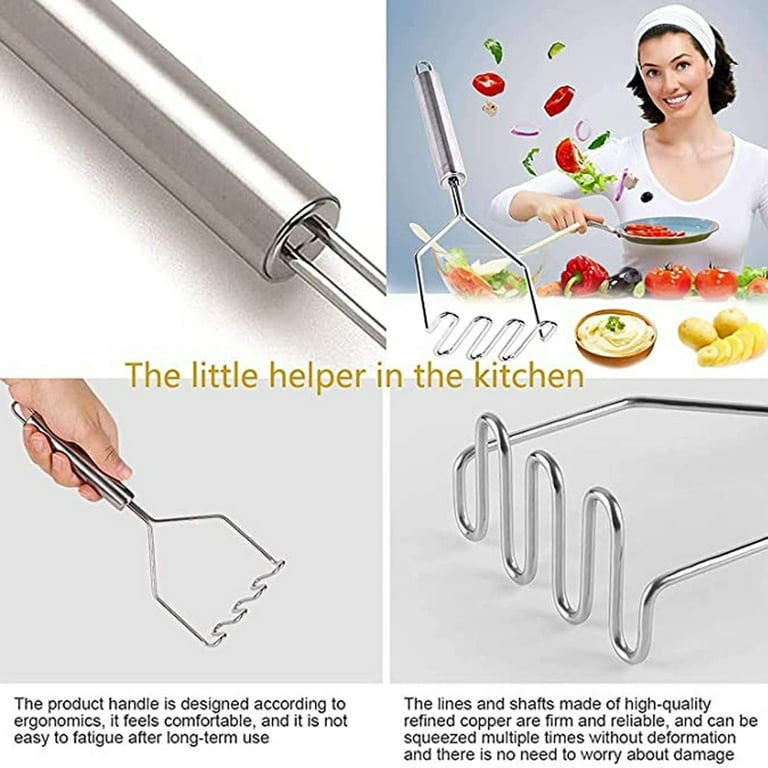 Potato Masher, Potato Masher Stainless Steel, Heavy Duty Mashed Potatoes  Masher, Professional Metal Wire Masher Kitchen Tool for Bean, avocado