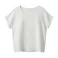 thumbnail image 4 of Miluxas Women's Summer Two Pieces Suits Set Round Neck Short Sleeve Top Wide Leg Pants Business Casual Outfits Sets White, 4 of 9