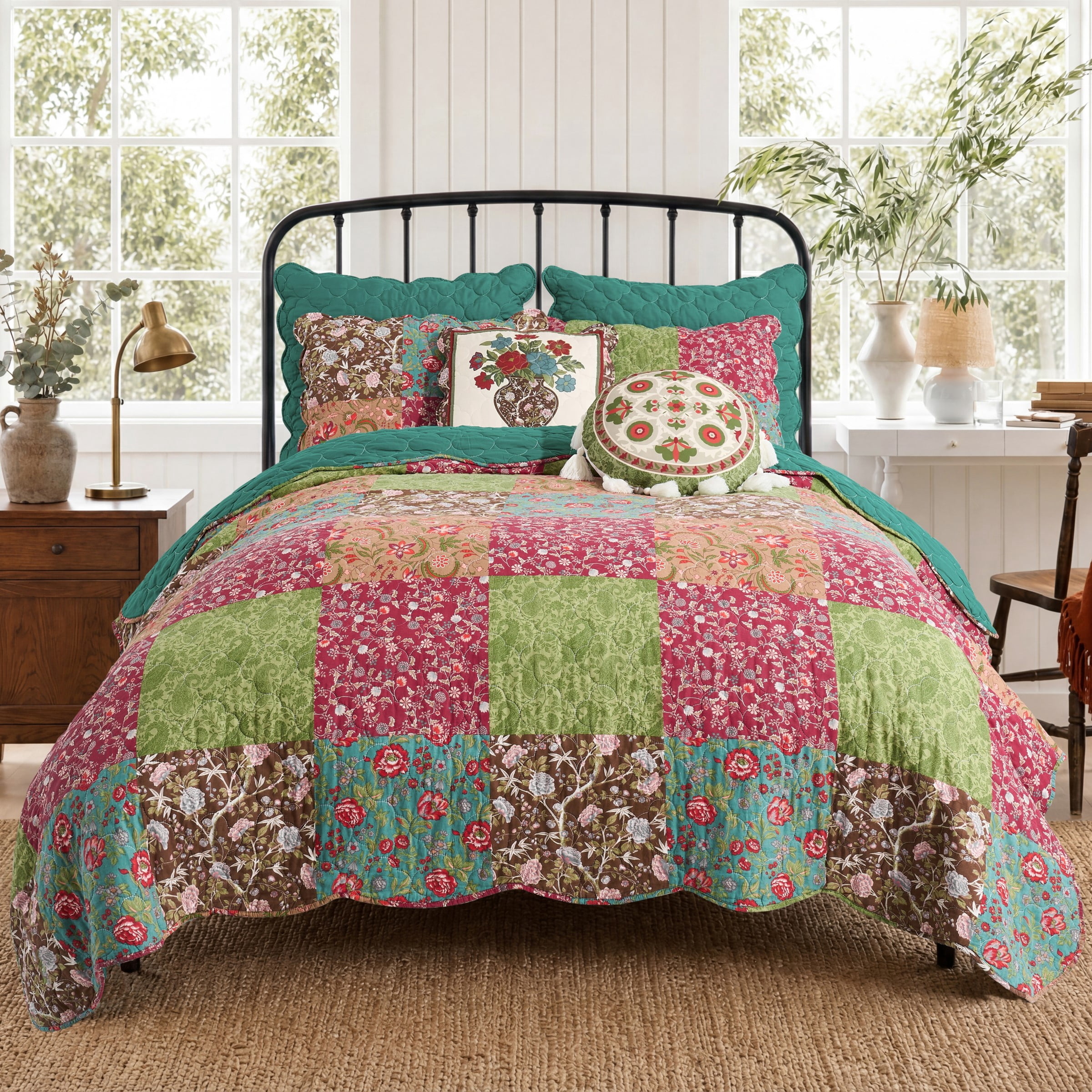 Greenland Home Fashions Danica Cotton-Rich Quilt Set, 3-Piece Full/Queen, for Teens and Adults