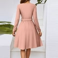 thumbnail image 3 of Xyxonk Casual Dresses for Women Fashion Long Sleeve Teacher Dress Winter Tie Waist A-Line Dresses Business V Neck Floral Print Dress Pink XL, 3 of 4