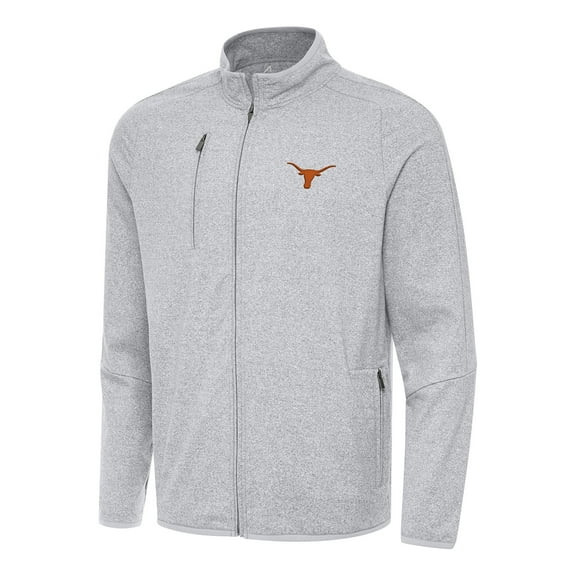Men's Antigua Heather Gray Texas Longhorns Hold-Up Full-Zip Tri-Blend Jacket