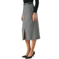 thumbnail image 4 of INSPIRE CHIC Midi Pencil Skirt for Women Fall Winter High Waisted Slit Office Work Skirts with Belt XS Black Gray, 4 of 5