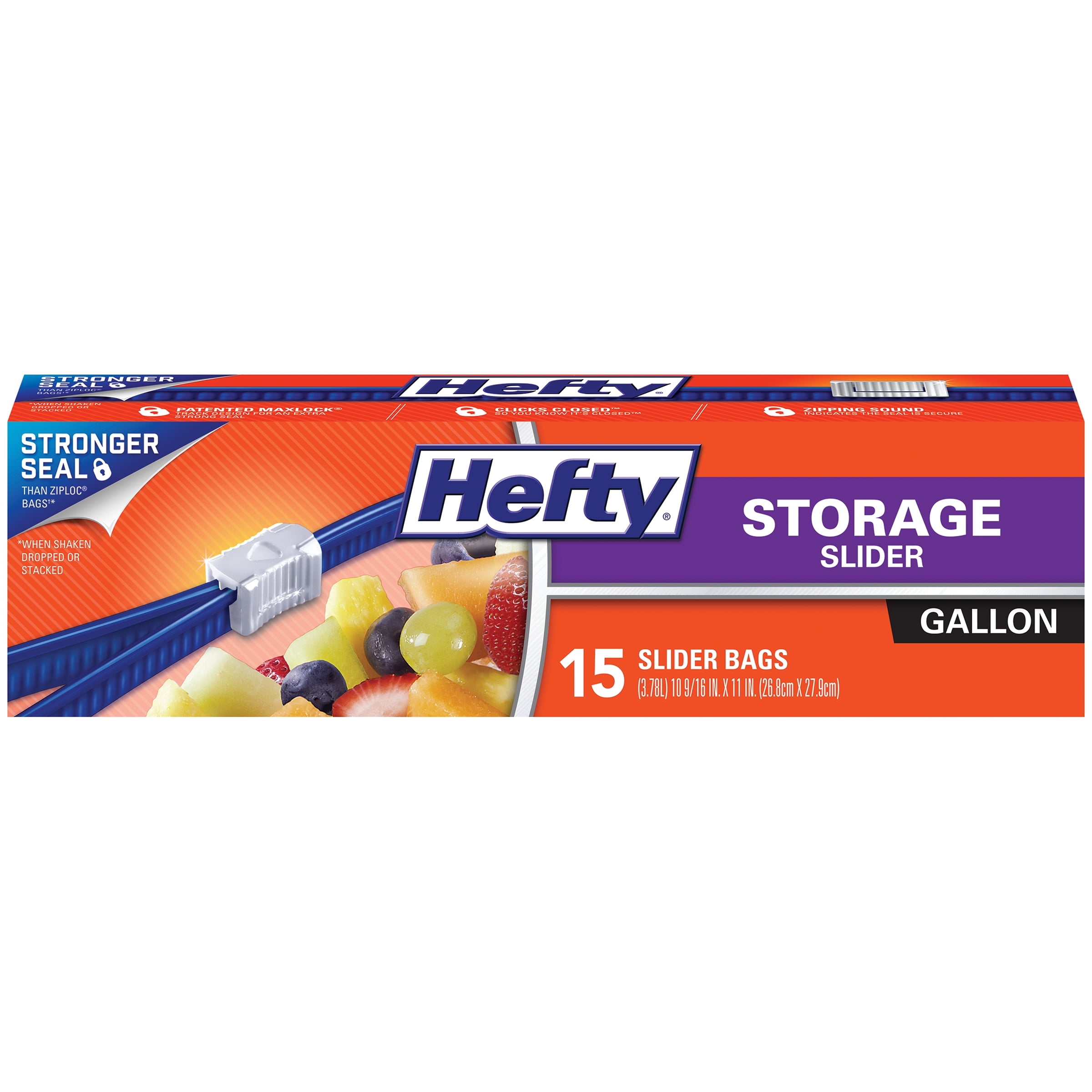 Hefty Slider Food Storage Bags, Gallon Size, 15 Count
