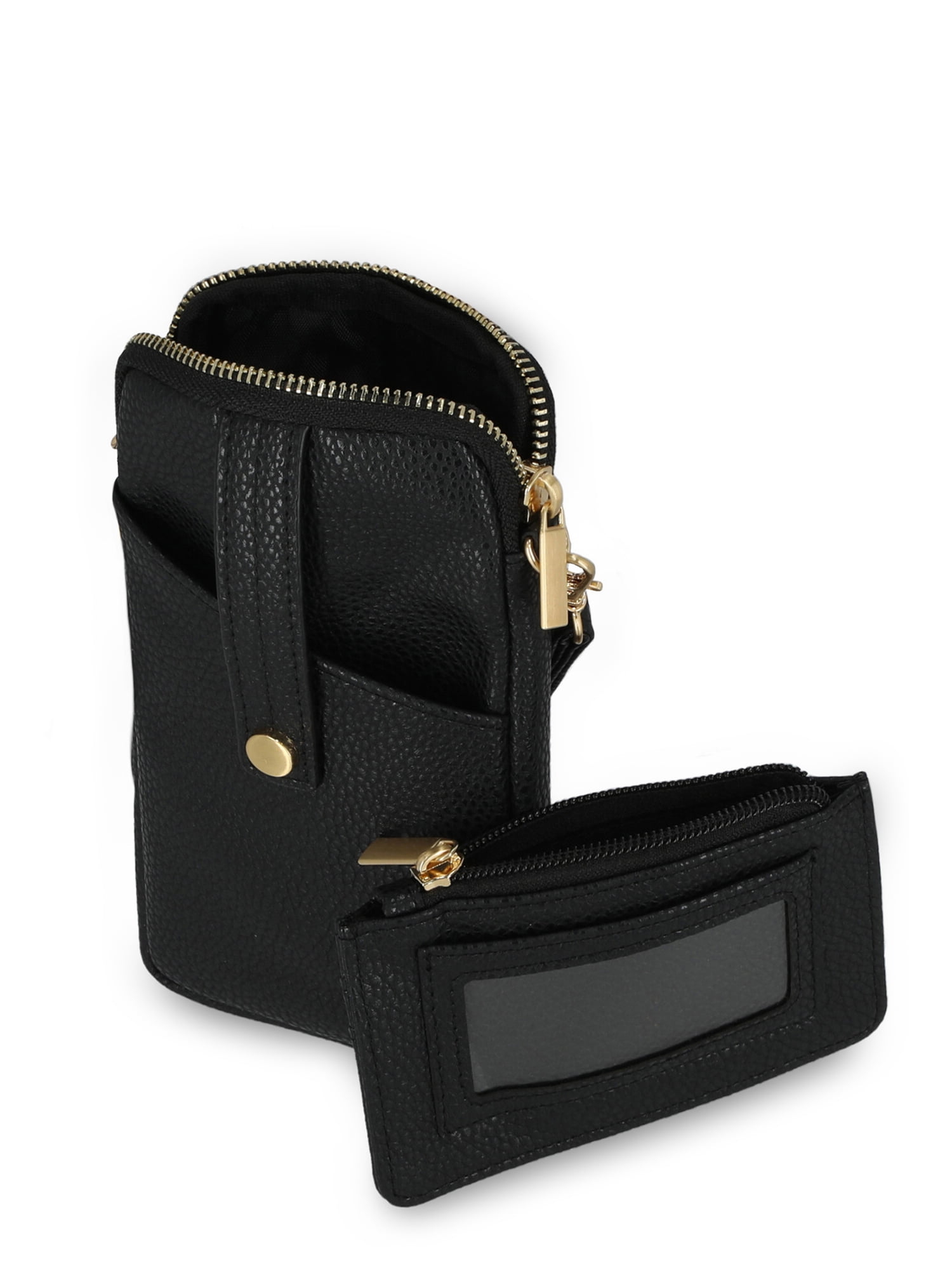 Time and Tru Women's Lanie Phone Wallet, Solid Black